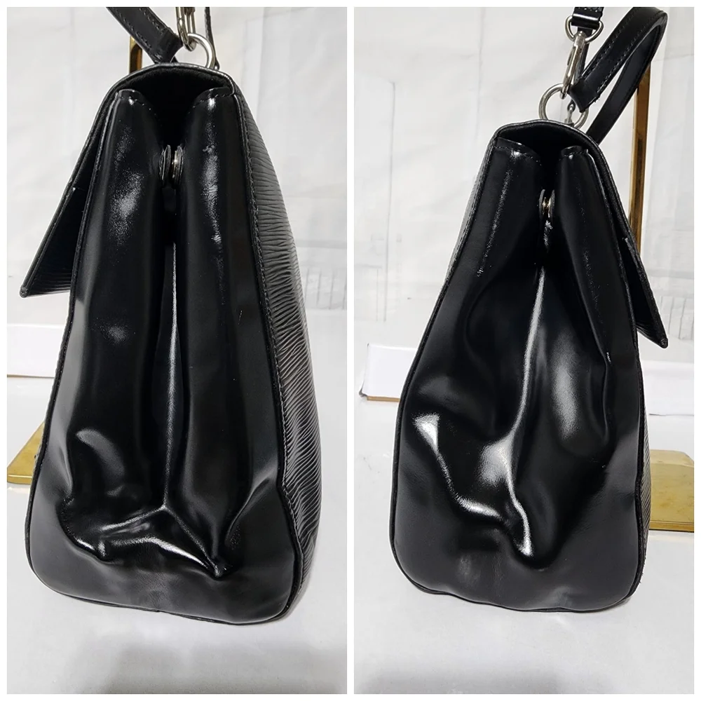 LOUIS VUITTON Epi Leather Cluny Satchel Bag Black